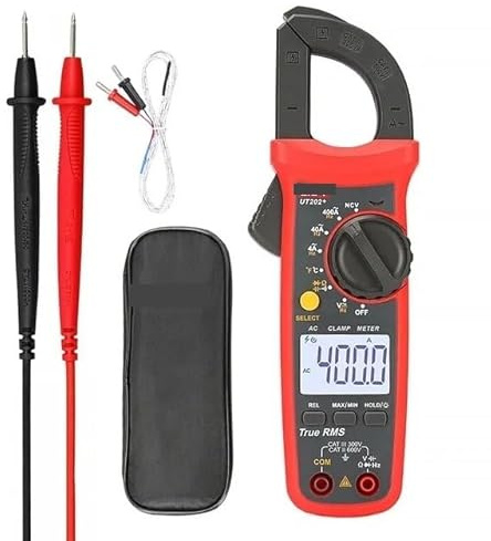 Multimètre numérique, Pince ampèremètre testeur de tension de température LCD pince de courant numérique AC/DC NCV multimètre True Rms(202+)