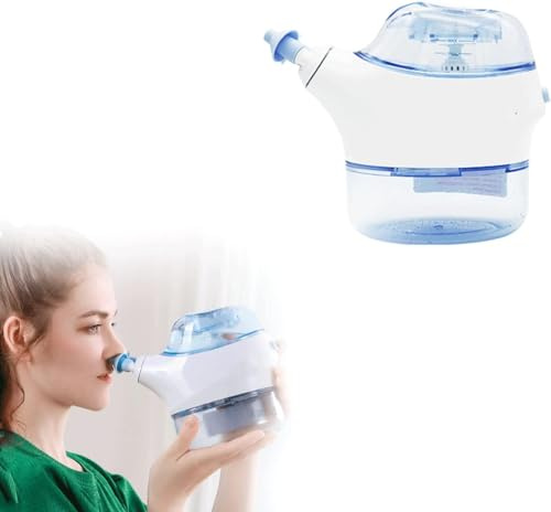 DRFGHK Olla Neti eléctrica, Lavado eléctrico Dispositivo de cavidad Nasal Sistema irrigación los Senos nasales Presión Negativa Lavado Profesional for Adultos en el hogar, Alivio