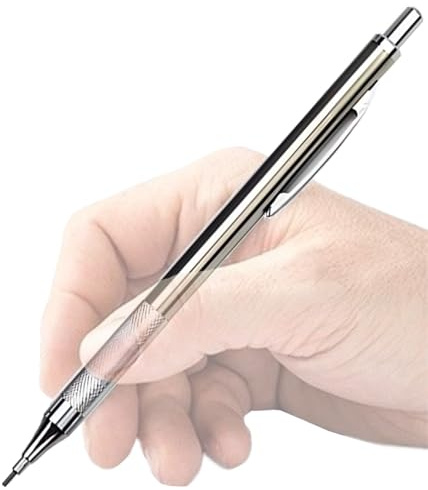 Generico Metallpenna - stiftpenna i rostfritt stål 0,3, 0,5, 0,9 mm | Automatisk knapppenna, precisionsskrivning för studenter, ingenjörer och professionella designers