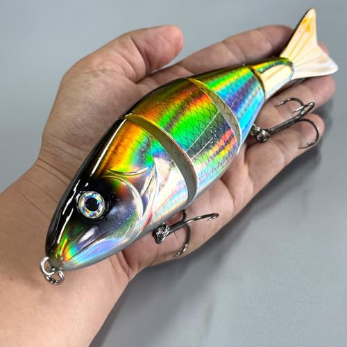 PROAOVAO 7.9 Saltwater Sinking Swimbait, Big Hard Fishing Bait, Sea Bass Musky Fishing Lures, Multi Jointed Trout Lures, Big Tuna Perch Pike Lures, Artificial Lures, Casting Lure Saltwater (Laser)