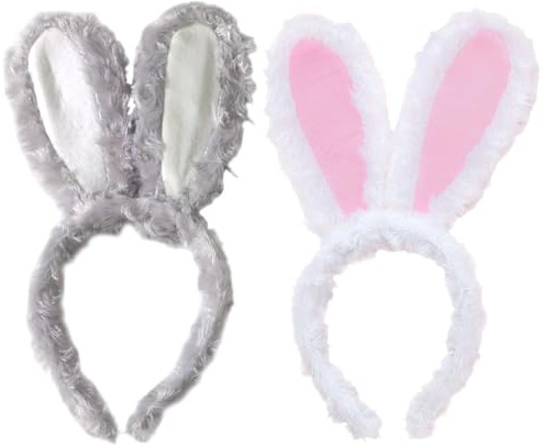 TenaLucy 2 Piezas Diadema de Peluche Orejas de Conejo, Easter Bunny Headband, Accesorios Disfraz Carnaval Mujeres, lindas Orejas des Conejo Accesorios para Fotografía para Mujeres Niñas Juego Roles