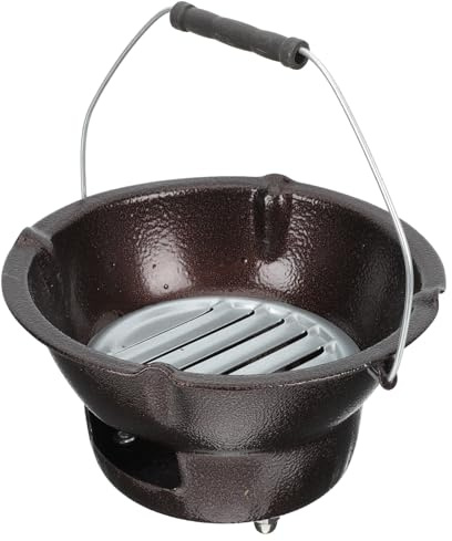 BCOATH Réchaud à Charbon en Fonte Marron Portable pour Barbecue et Camping, Poêle à Charbon de Bois Multifonction pour Cuisson et Chauffage en Extérieur, Outil Cuisine de Camp Robuste