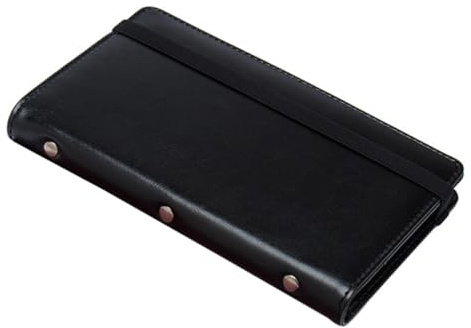AMUSLESUR Estuche para Tarjetas de Nombre de Pu Negro, Porta Tarjetas Portátil y Creativo Gran Capacidad, Diseño Moderno y Elegante para Oficina y Uso Diario