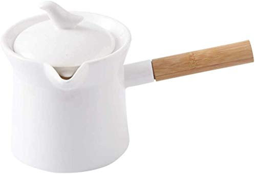 Mini Cacerola De Cerámica Antiadherente Para Leche Con Cacerola Con Mango De Madera Y Pico-500ml