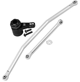 Axial 1/10 RBX10 Ryft 4WD Rock Bouncer AXI03005 Upgrade Parts Aluminum Front Steering Tie Rods + Aluminum 7075 23T Servo Horn With Built-In Spring (2 Positioning Holes) - 6Pc Set Silver