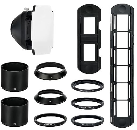 JJC Scanner de diapositives et de films avec adaptateur d'objectif DSLR pour copie négative, support coulissant et support de bande de film pour Nikon ES-2