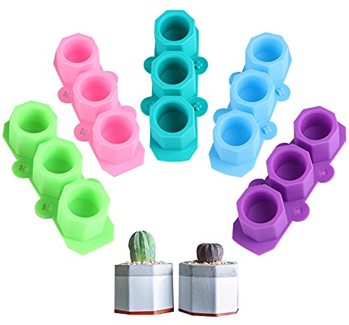 JiaUfmi Paquete de 5 moldes de silicona para macetas pequeñas, moldes de silicona para macetas de hormigón, cemento, yeso, moldes de silicona para manualidades