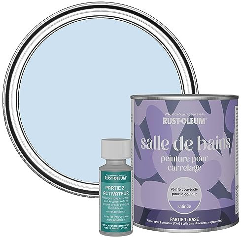 Rust-Oleum wasserbeständiger Fliesenlack für das Badezimmer in seidenglänzendem Finish - Taubenblau 750ml