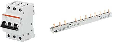 ABB S203-C20 Sicherungsautomat 20A & 2CDL231002R1012 Dreiphasen-Sammelschiene 12 Mod, Querschnitt 10 mm², Weiß