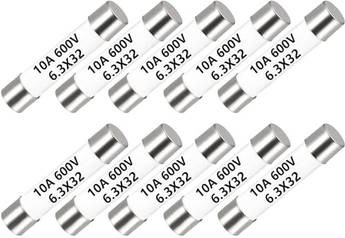 PENGLIN 10PCS DMM Multimeter Fuse Replace 10A 600V, DMM Fuses Fast Blow Ceramic Fuses Replacement Fuse 6.3 x 32 mm/0.25 x 1.26 inches
