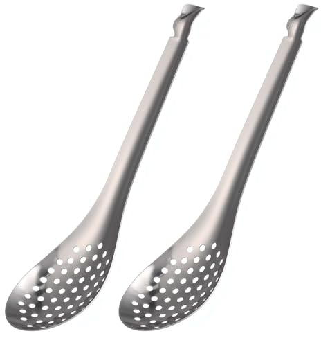 OKUMEYR Cucchiai Forati Filtraggio Rapido Dell'acqua 2 Pezzi in Acciaio Inossidabile per Cucina per Caviale e Uso in Bar o Casa
