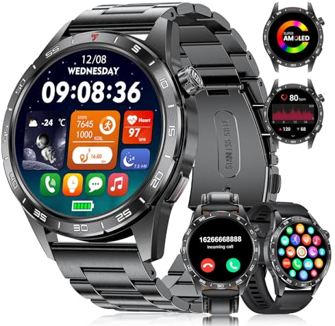 BENYAR SMART Military Smart Watch for Men (3 Bracelets), 1.43'' AMOLED with Bluetooth Call/120+ Sports Modes Smartwatch, Heart Rate/SpO2/Sleep Monitor, IP68 Waterproof for Android iOS