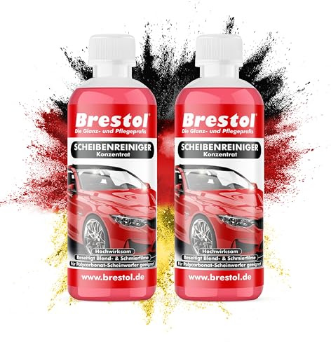 BRESTOL® Scheibenreiniger-Konzentrat für Autos 2x 300 ml - Für klare Sicht ohne Schlieren – Ergiebiger Reiniger mit starker Reinigungskraft – Ergibt über 120 Liter gebrauchsfertigen Scheibenreiniger
