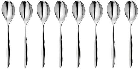 Robert Welch Hidcote Bright Small Coffee/Espresso Spoon, Set of 8. Suitable for Espresso, Small Coffee. Made from Stainless Steel. Dishwasher Safe.