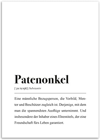 Patenonkel Poster DIN A4: Patenonkel Definition