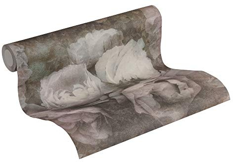 Livingwalls Vliestapete New Walls Tapete Romantic Dream mit romantischen Rosen 10,05 m x 0,53 m grün lila Made in Germany 373921 37392-1