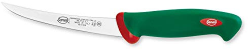 Sanelli Premana Professional Coltello Disosso Curvo Stretto, Acciaio Inossidabile, Verde/Rosso, Lama cm.15