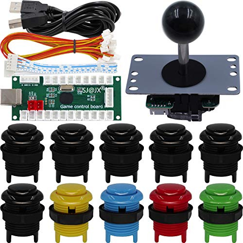 SJ@JX Arcade - Controlador de juegos DIY Kit Microswitch Button 4&8 Way Joystick Zero Delay USB Encoder Fighting Stick Handles Console for PC MAME Raspberry Pi Retropie