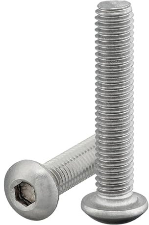 Vite a testa bombata con esagono incassato (ISK) conformi alla norma: ISO 7380-1 - Vite a testa cilindrica, semicircolare piana, in acciaio inox A2 V2A, filettatura completa (25 viti, M8 x 60 mm)