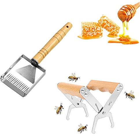 2 Stück Bienenstock Rahmengriff, Bienen Entdeckelungsgabel, Edelstahl Entdeckelungsgabel, Honig Entdeckelungsgabel Edelstahl, Bienenzucht Werkzeug, für Honig Extraktion