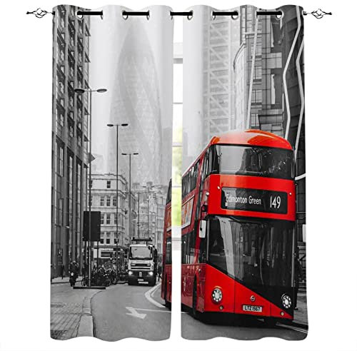 MTBDDyyds Verdunkelungsvorhänge 3D Drucken 140X100Cm Grau Stadt Auto Verdunklungsvorhänge Kinderzimmer 2 Stück Vorhang Blickdicht Ösenschal Kindergardinen Junge Verdunklungsgardine