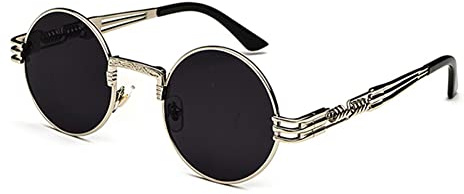 kachawoo Steampunk Sonnenbrille John Lennon Vintage Rot Runde Cosplay Sonnenbrille Herren Schwarz Retro Punk Funky Eyewears Damen für Festival Party Reisen