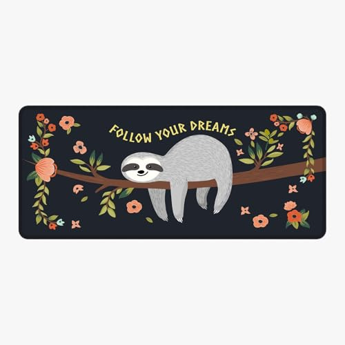 Silent Monsters Mauspad XXL 900 x 400 mm großes Mousepad Faultier - Vernähter Rand, rutschfest & leise, für Gaming Büro Office Homeoffice - Tastatur - 90 x 40 cm groß Mouse Pad Mat - alle Maus Arten