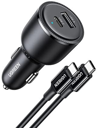 UGREEN Zigarettenanzünder USB C 63W 45W+18W USB C Autoladegerät KFZ Ladegerät USB C 12V PPS kompatibel mit iPhone15,15 Plus,15 Pro,15 Pro Max, MacBook Air,S24 Ultra,S24+,S23,S23, GPS-Navigation usw