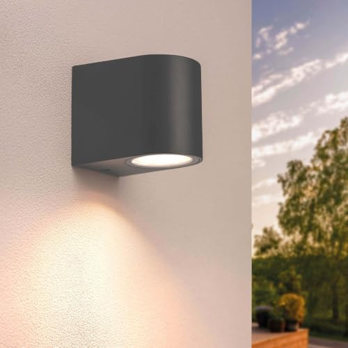 Ledvion 1er Set Wandleuchte IP54 3W Warmweiß GU10 rund dimmbar | Für Einfahrt Gartenweg Terrasse oder Fassade geeignet und klar auf den Außeneinsatz ausgerichtet