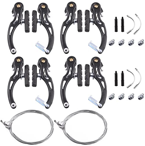 Swpeet Lot de 26 freins de vélo, y compris 4 paires de freins de type V, câble de frein de vélo universel, embouts de câble, gaine en caoutchouc
