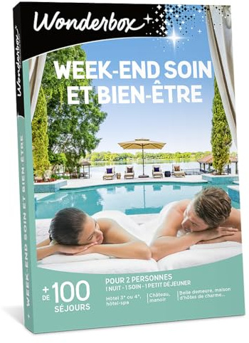WONDERBOX - Week-End Soin Et Bien-être - Coffret Cadeau - Idée Cadeau Séjours | 1 nuit avec petit déjeuner et soin détente - Plus de 100 séjours - Hôtel 4*, hôtel-spa, manoir, belle demeure, maison d'hôtes