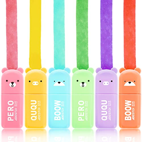 Molain Highlighter, 6 Pack Cute Highlighters Assorted Colors Chisel Tip Highlighter Marker Water Based Quick Dry No Bleed Marker Pen for Study Notes School Office