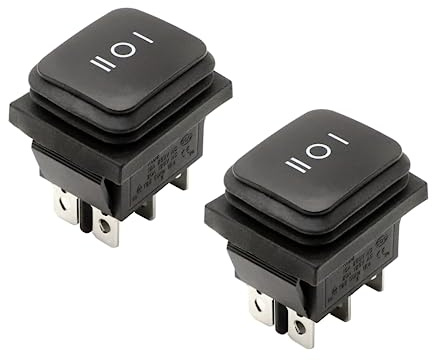 Kofelec Kippschalter, Wippschalter, EIN-Aus-EIN Schalter, DPDT, 16A 250 VAC, 6 Pins 3 Position, Mit Wasserdichtem, Schwarz 2pcs