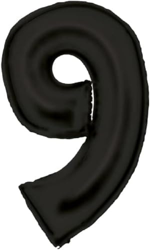 Ballons gonflables - Noir mat de soie - Chiffre 0 à 9 - Décoration pour anniversaire et fête - 86 cm - Chiffres pour anniversaire d'enfant - Décoration de fête - Ballon - Édition : 9ème anniversaire