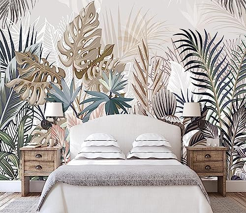 Naturempress Carta Da Parati 3D Moderna Foglie Tropicali Colorate Fotomurali Moda Decorazione da Muro XXL Poster Gigante Design Carta per pareti