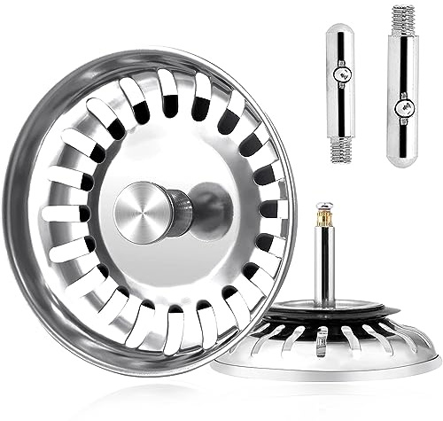 Siebkörbchen Spüle 79mm Spülbecken Sieb Stöpsel Spülensieb Universal Waschbecken Abflussstopfen Edelstahl Kompatibel mit Blanco Spülen Höhenverstellbar(25mm-71mm)