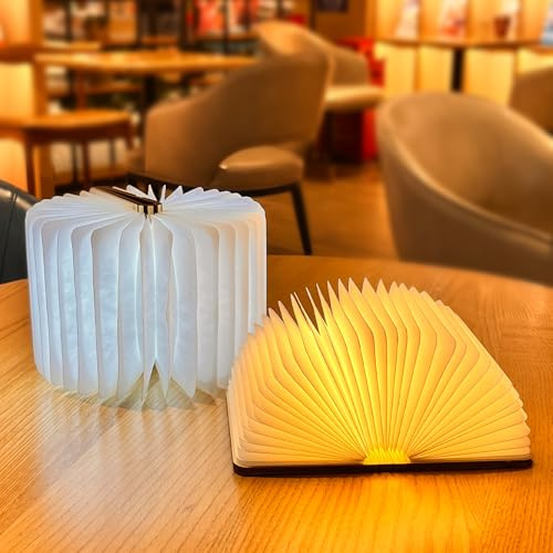 DLUFYEI Folding Book Lamp, Wooden Book Light,Book Lovers Gifts,Portable USB Rechargeable Night Light, Home Office Decoration Gift LED Book Light for Home Decor Birthday Gift