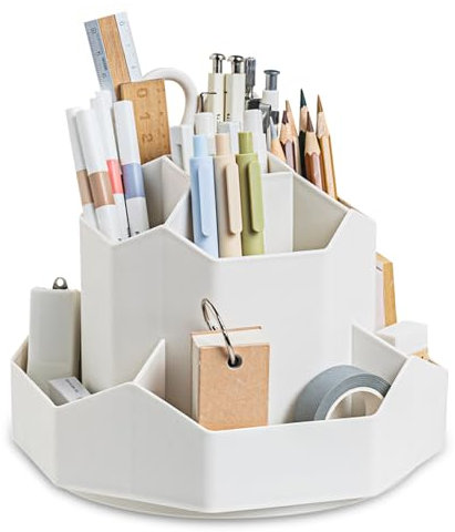 Newpop Pennhållare Skrivbord, 360 Graders Vridbar Pennhållare, Pennförvaring med 9 Fack, Organisatör Roterbar för Kontorsmaterial, Brevpapper, Hantverk, Smink