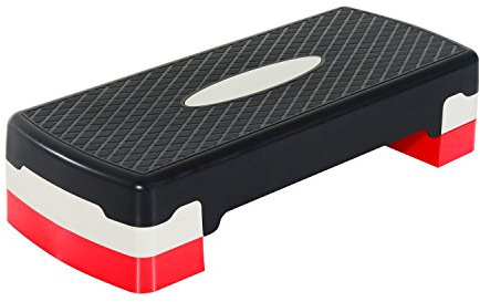 HOMCOM Stepper aerobic fitness hauteur reglable 2 niveaux surface antiderapante PP 68 x 29 x 15 cm rouge noir et gris