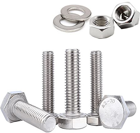JDMA 20 Stück M8x20 Edelstahl Sechskantschrauben mit Muttern und Unterlegscheiben Federring Sechskant Schrauben Maschinenschrauben Gewindeschrauben DIN 933, Sechskantschraube mit Reine Gewinde(M8X20)