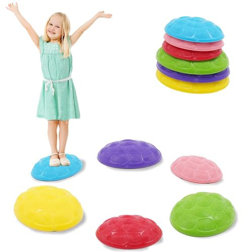 Sensory Balance Stepping Stones for Kids, Balance Blocks Indoor Outdoor with Non-slip, Multicolor Stackable Balance Training Cross Playset Obstacle Courses Montessori Sensory Toy