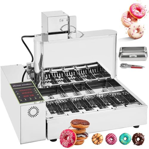 MNBVH 2000W Commercial Donut Making Machine, 4/6 Rows Mini Donut Maker With Intelligent Control Panel,Digital Donut Fryer Auto Flip Adjustable Donut Thickness, CE/FCC/CCC/PSE(Color:6Row)
