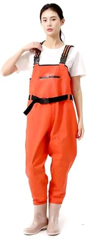 BALAMLB Angelhosen Für Damen,Wathose, Anglerhose,Wathosen Matschhose,Teichhose, Fischteich Anglerhos,Kniepolster,wasserdichte,Atmungsaktive,Strapazierfähige Hosenträger,Für Bauernhöfe B,38