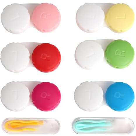 cxxtkcxxlc Custodia per Lenti a Contatto 6 Pezzi, Estrattori di Lenti 2 Set, Custodie per Lenti da Viaggio Anti-Perdita, Ideali per Casa e Viaggi, Leggeri e Portatili per Borsa, Zaino o Scrivania