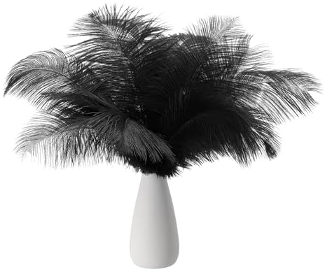 PATIKIL 8-10 Zoll (20-25cm) Straußenfedern, 30er Pack Künstliche Straußenfedern Natürlich Groß für Hochzeit Party Tischdekorationen Basteln Schwarz (5 Zoll Breite)