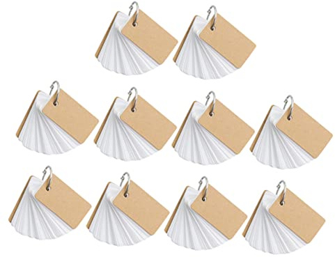 PLAFOPE Notizblock aus Papier mit Metallring und Lochung | Kraftpapier, Weiß, Schlicht Geformt, Tragbar für Büro und Schule, 10 Stück-pack