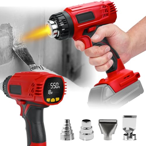 Milwaukee Battery Heat Gun 18V 400W Heat Gun Up to 650°C with LCD Digital Display, Hot Air Gun, Quick Heat, Variable Temperature Control, 4 Nozzles for