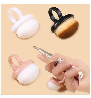 HHONGDU 3Pcs Nail Clean Brush, Nail Arts Dust Cleaner Brush Soft Kabuki Cleaner Brush for Makeup, Nails, Repair, Home & Salon Use(Black, White, Pink)