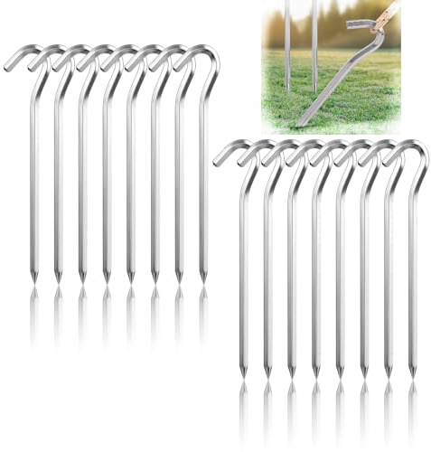 16 Pcs Picchetti per Tende,18 cm picchetti Campeggio Picchetti in Alluminio Pioli da Campeggio Picchetti Tenda Campeggio per terreni duri, ideali per giardino, pesca e tende