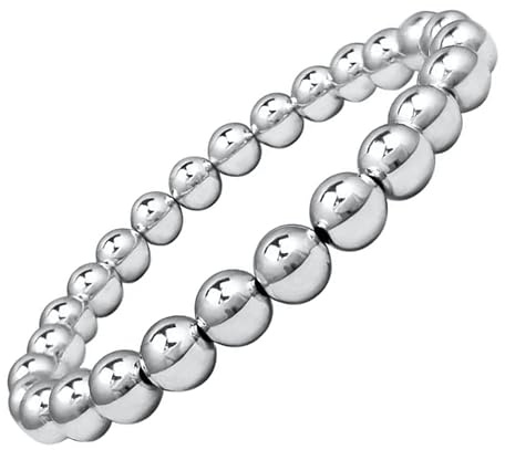 Aloha Bracciale Donna Sfere Argentate 8mm 6mm e 5mm Acciaio Idea Regalo In Acciaio (8MM)